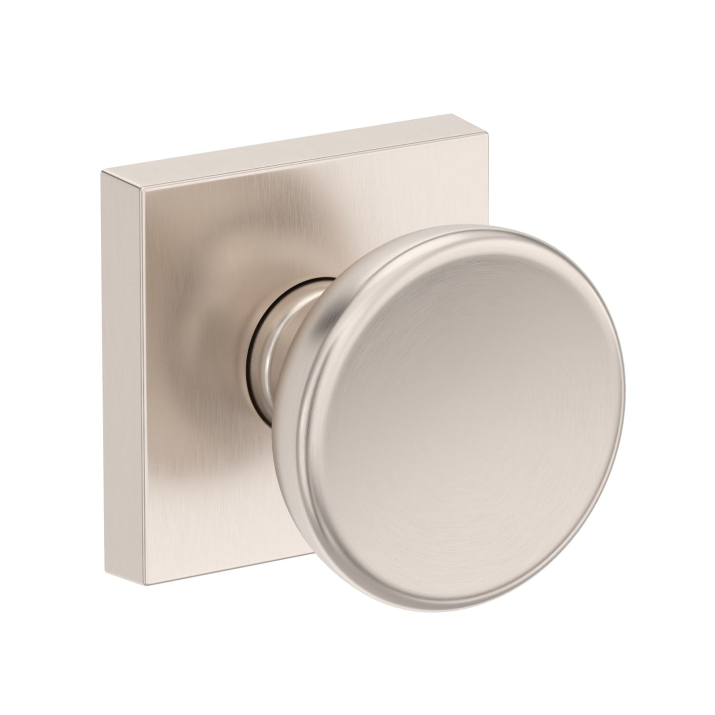 Baldwin Reserve Solvang Knob, Contemporary Square Rose, Satin Nickel