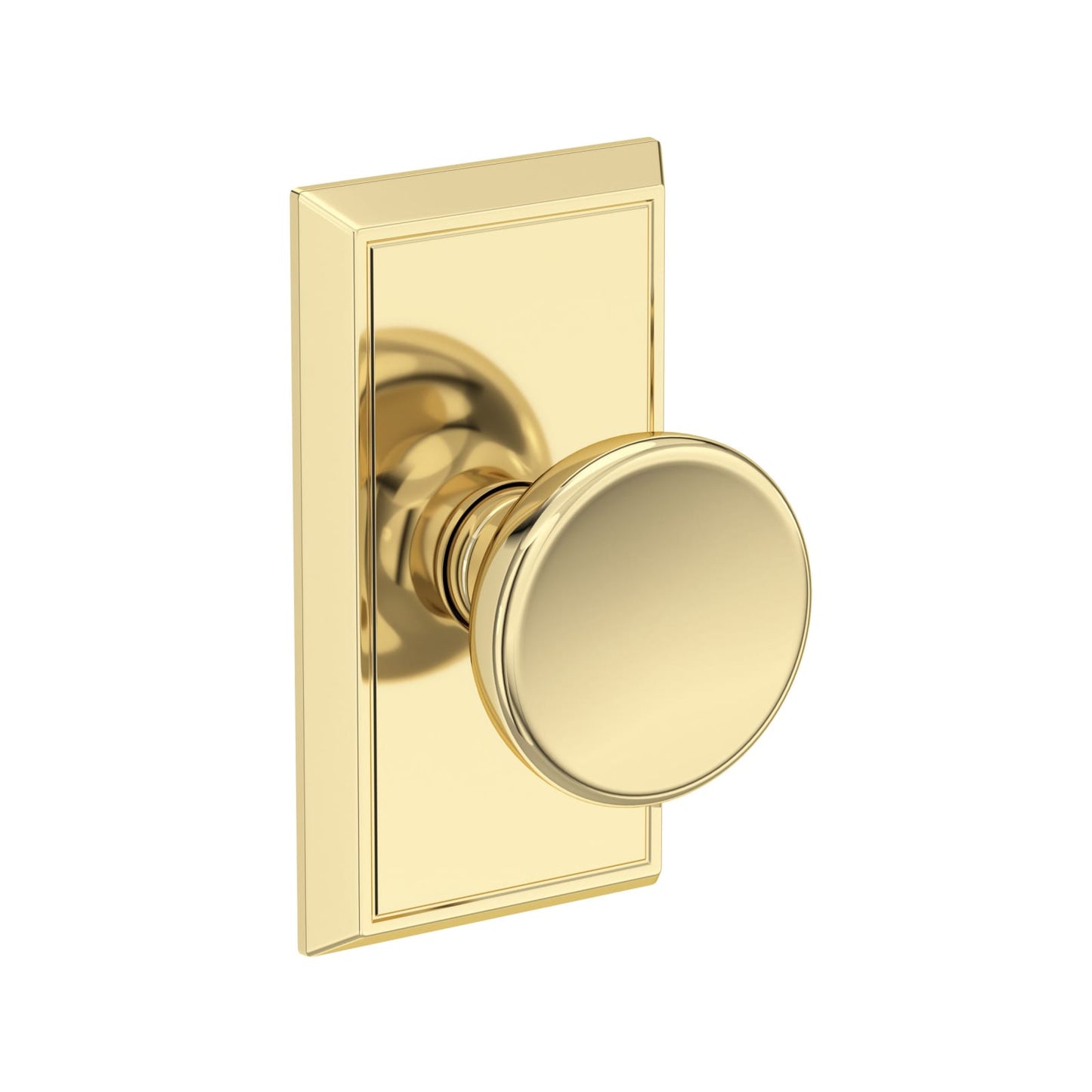 Baldwin Reserve Solvang Knob, Chamfered 5" Rose, Non-lacquered Brass