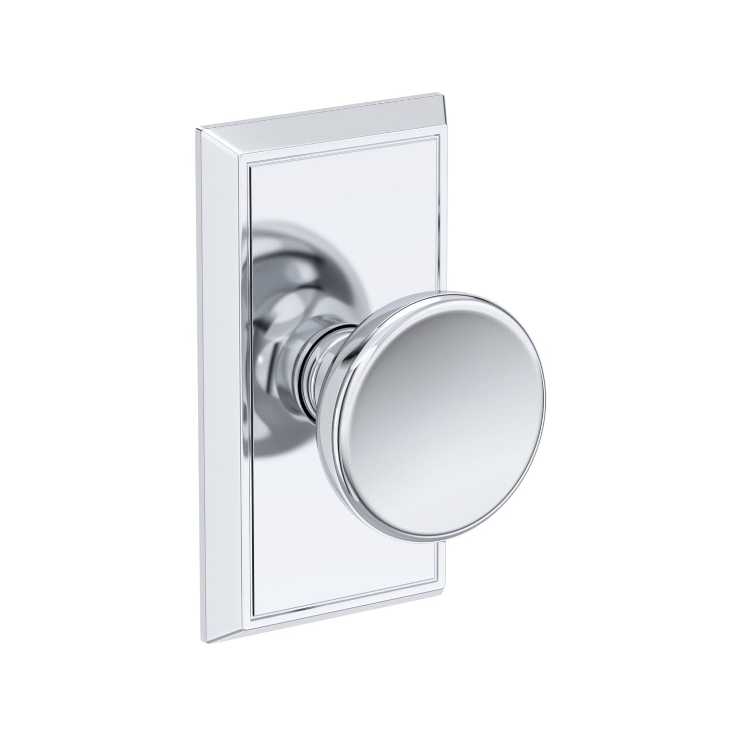 Baldwin Reserve Solvang Knob, Chamfered 5" Rose, Polished Chrome
