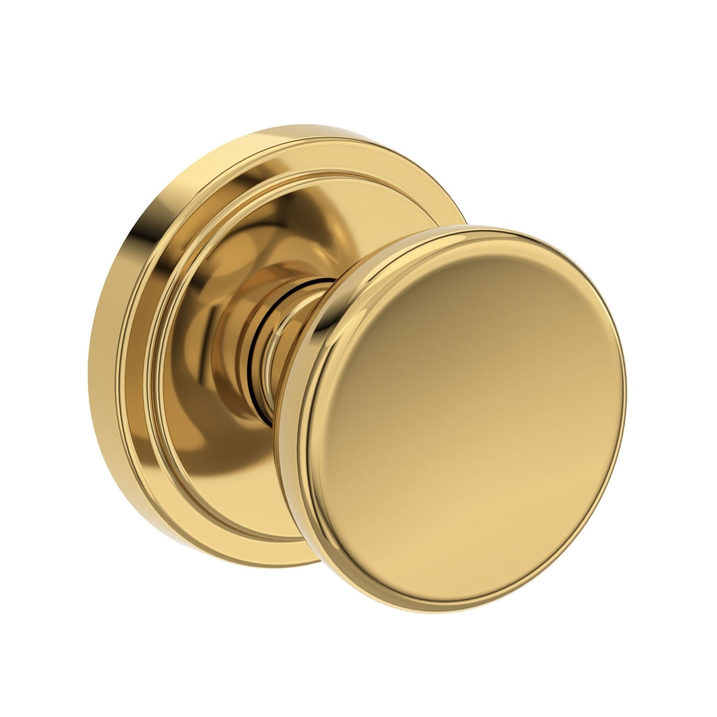 Baldwin Reserve Solvang Knob, Stepped Round Rose, Lifetime (PVD) Polished Brass