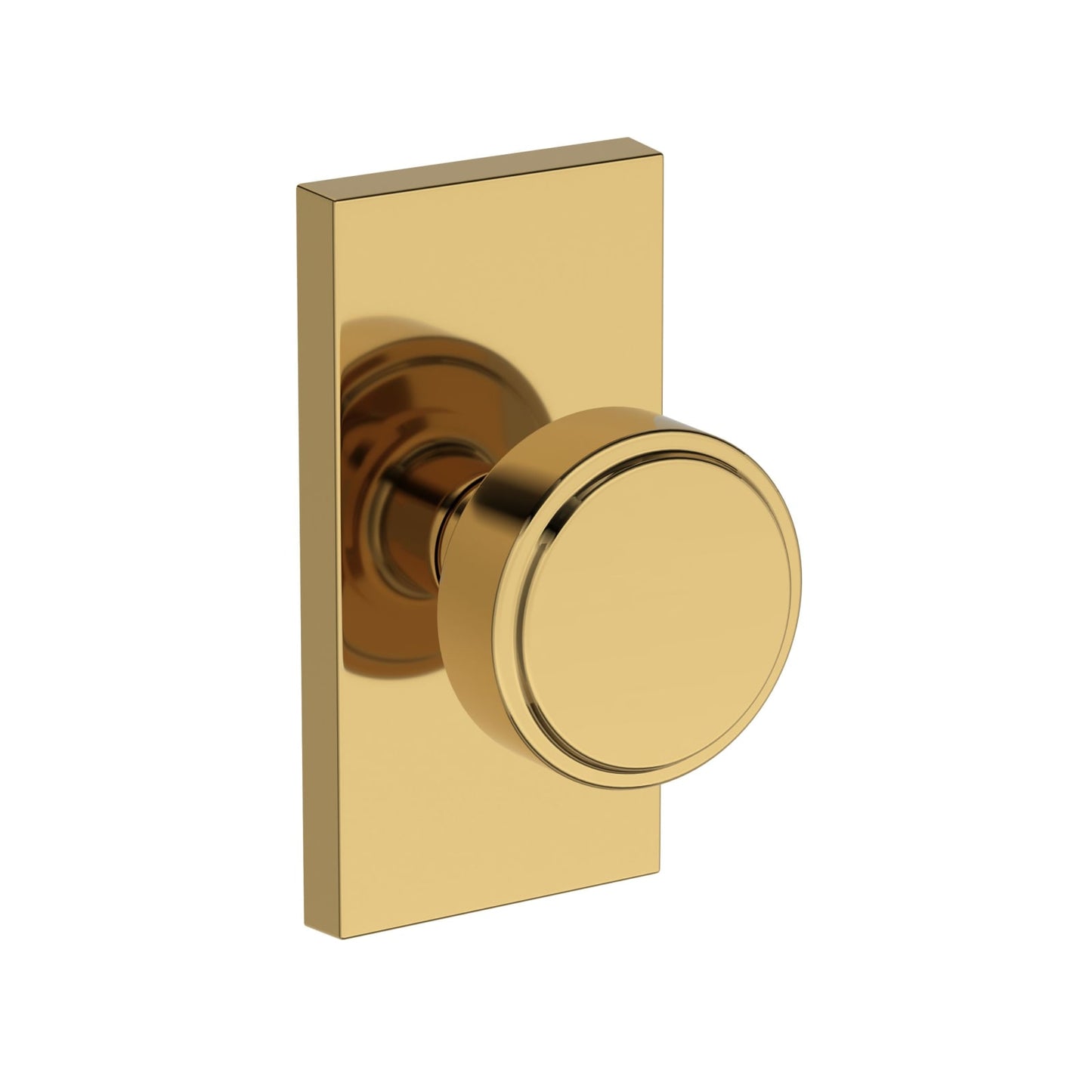 Baldwin Reserve Vashon Knob, Contemporary 5" Rose, Lifetime (PVD) Polished Brass