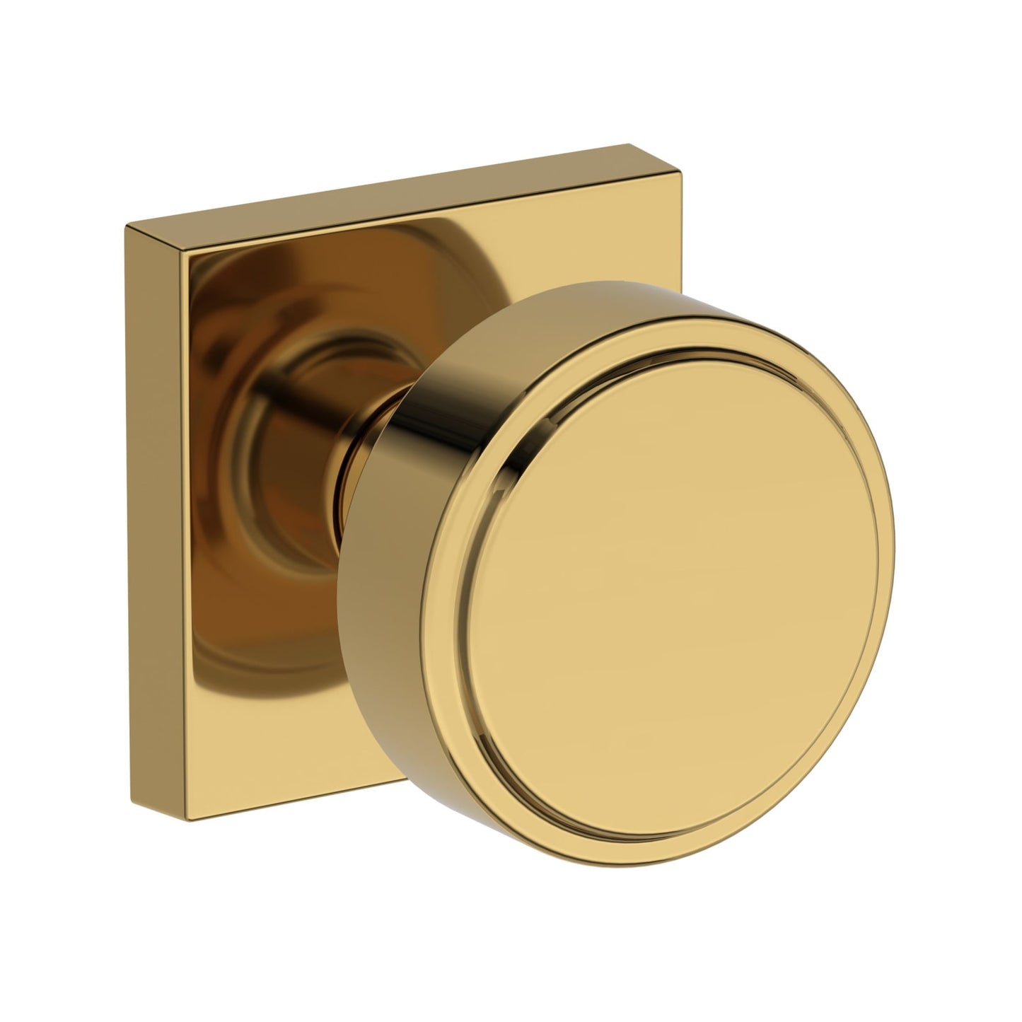 Baldwin Reserve Vashon Knob, Contemporary Square Rose, Lifetime (PVD) Polished Brass
