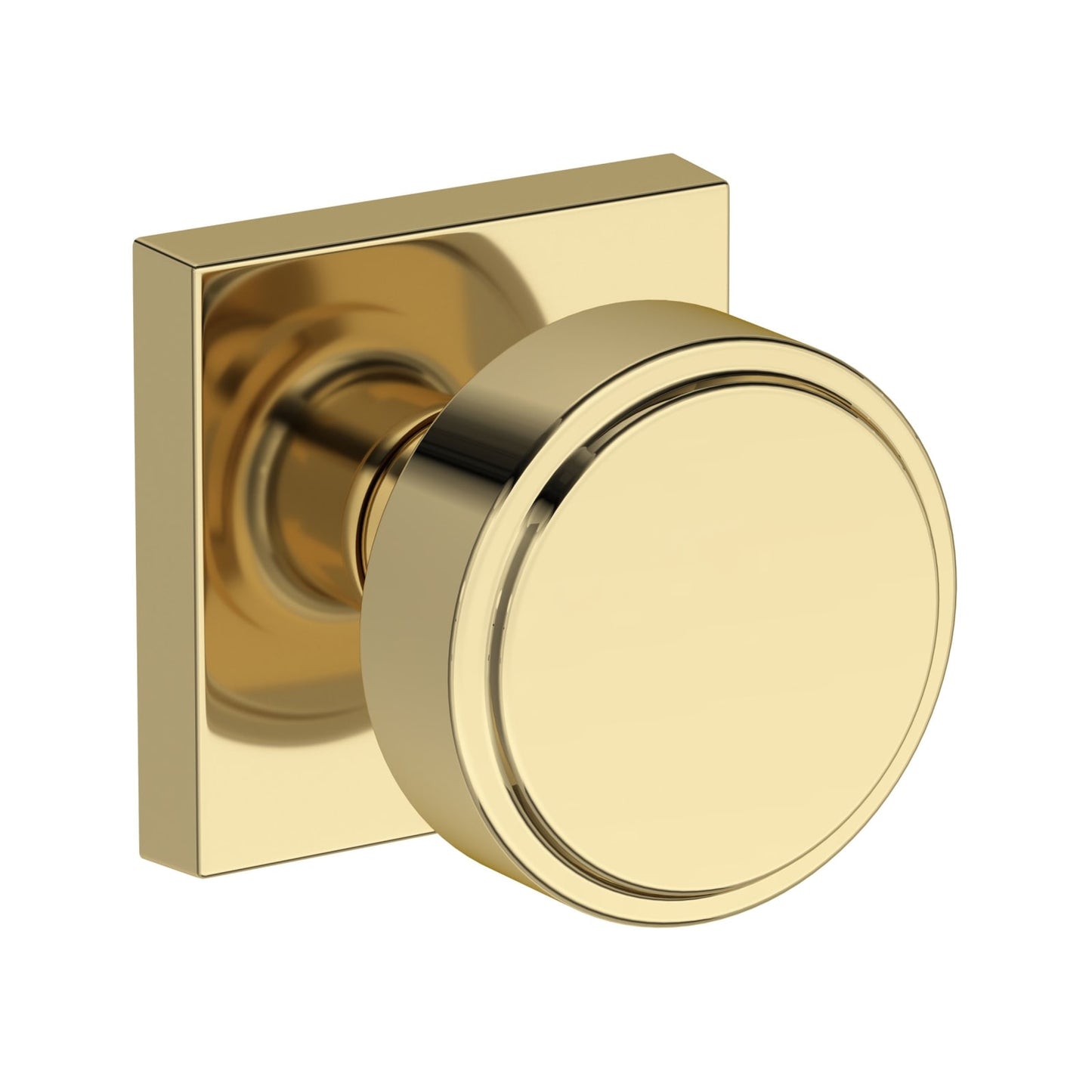 Baldwin Reserve Vashon Knob, Contemporary Square Rose, Non-lacquered Brass