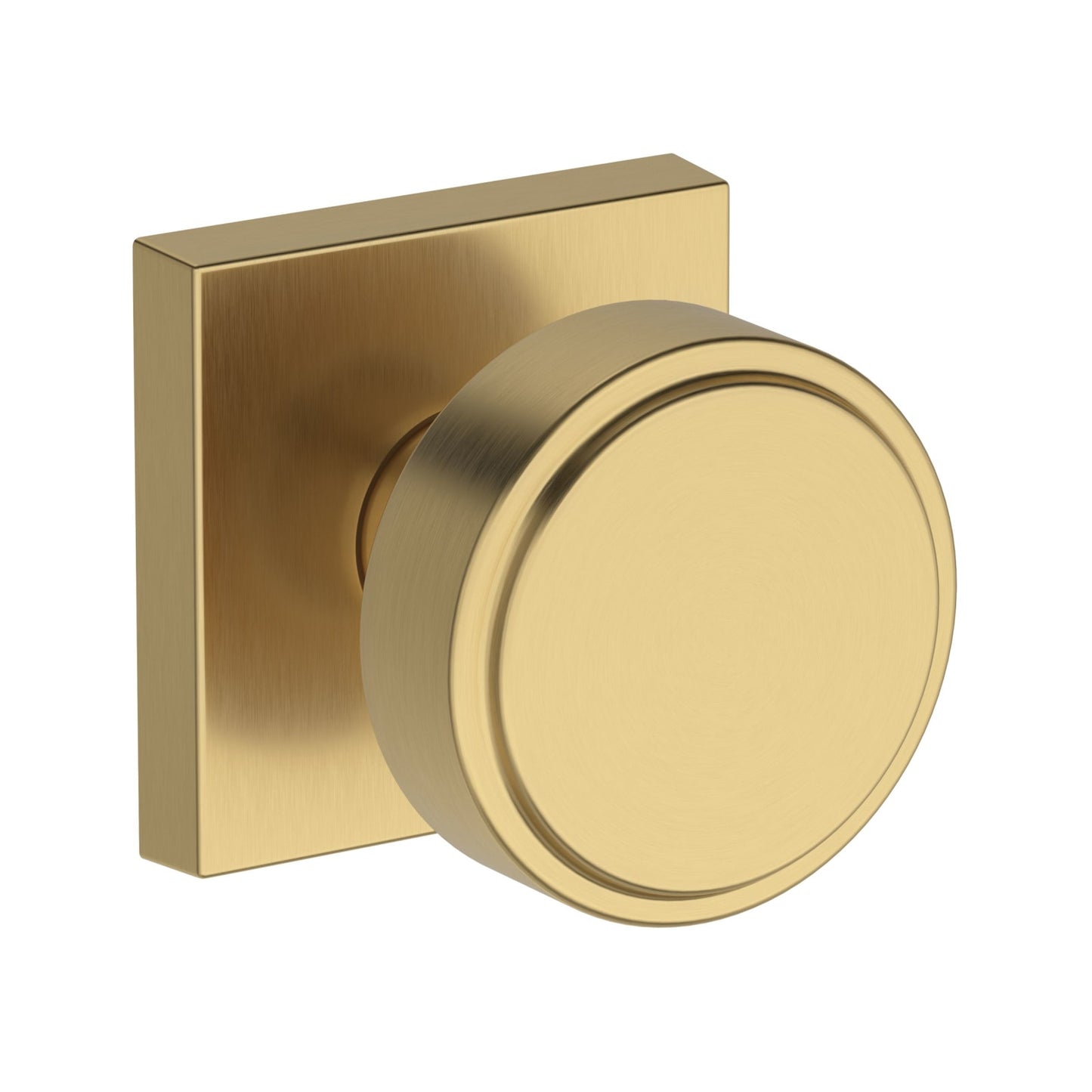 Baldwin Reserve Vashon Knob, Contemporary Square Rose, Lifetime (PVD) Satin Brass
