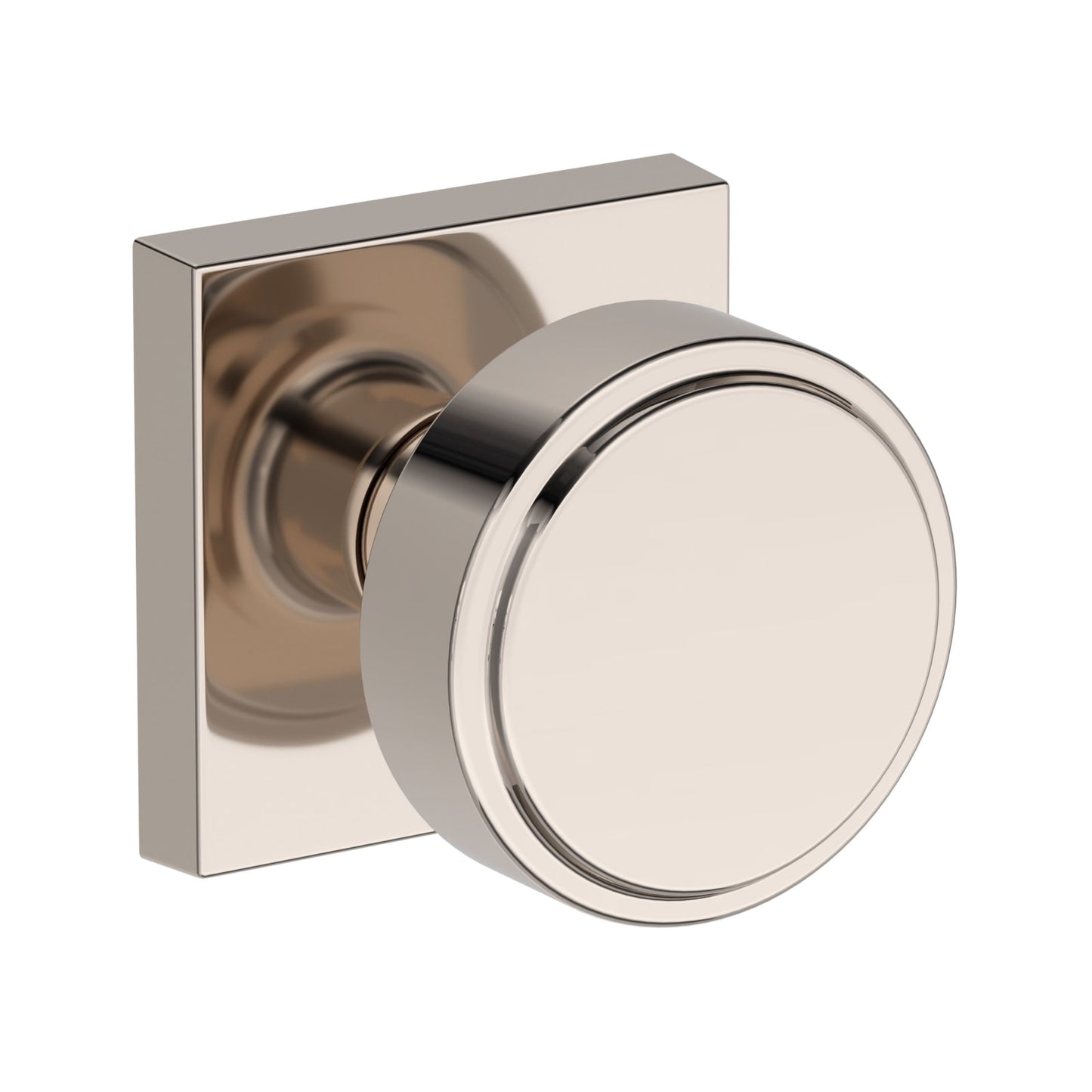 Baldwin Reserve Vashon Knob, Contemporary Square Rose, Lifetime (PVD) Polished Nickel