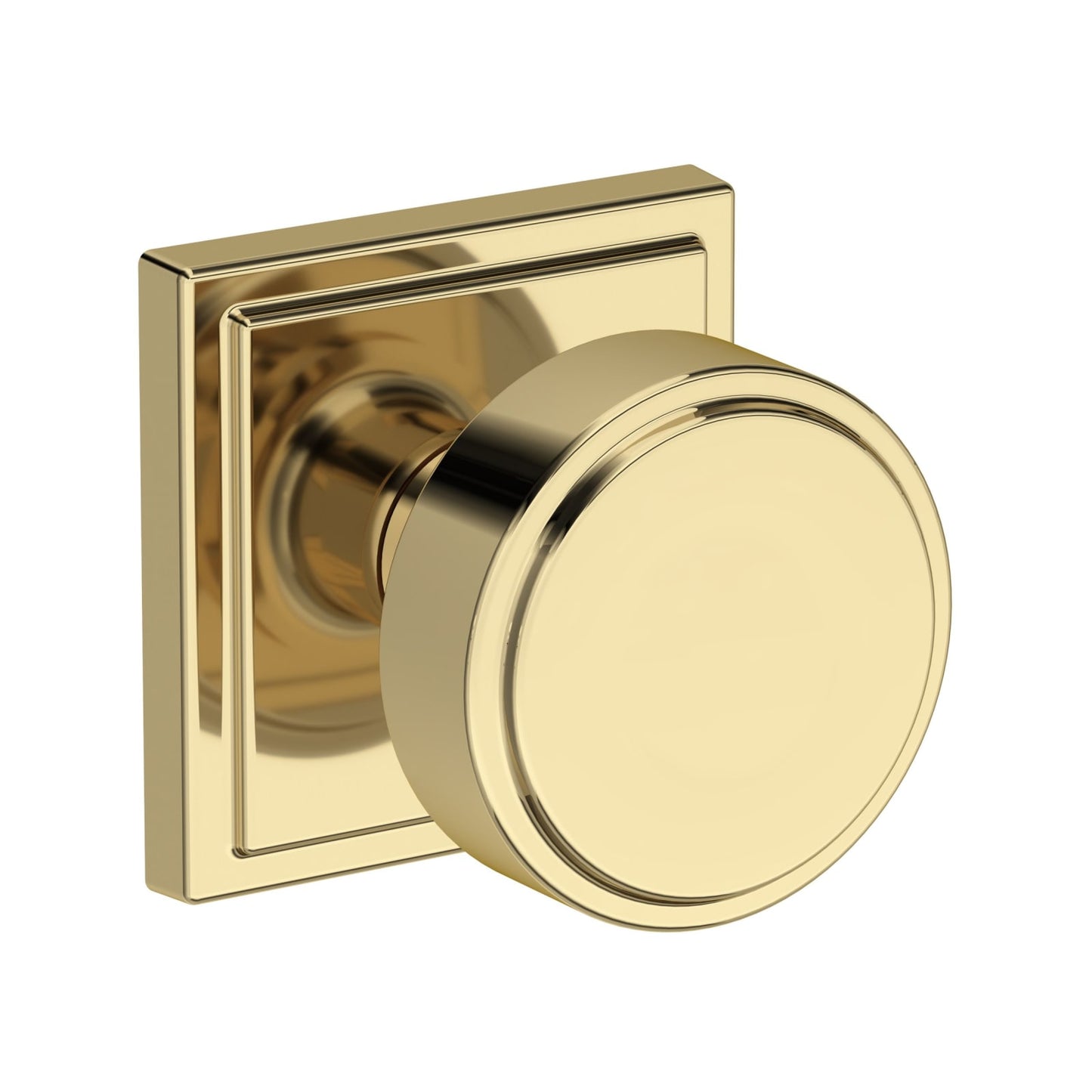 Baldwin Reserve Vashon Knob, Stepped Square Rose, Non-lacquered Brass