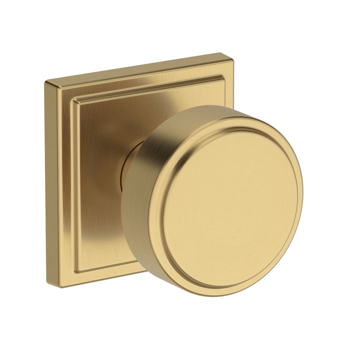 Baldwin Reserve Vashon Knob, Stepped Square Rose, Lifetime (PVD) Satin Brass