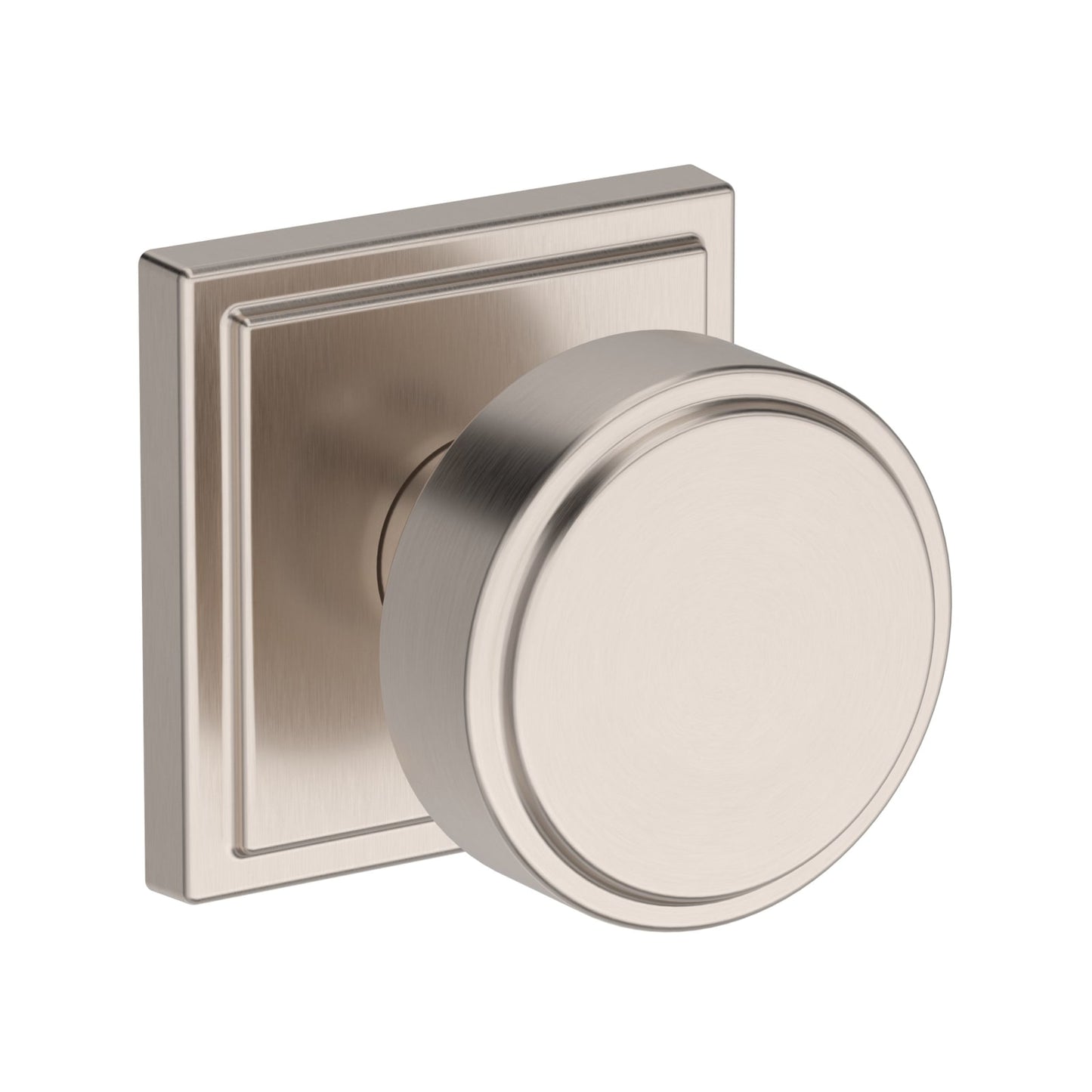Baldwin Reserve Vashon Knob, Stepped Square Rose, Satin Nickel