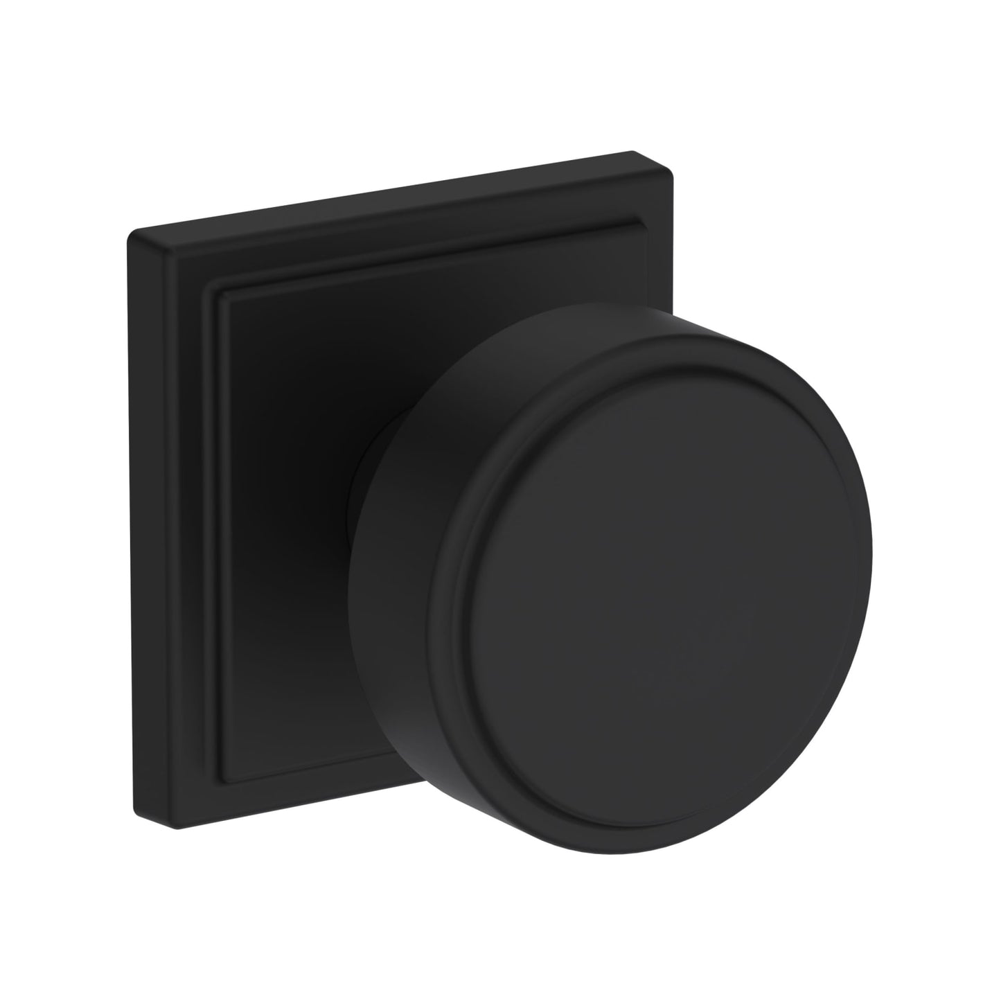 Baldwin Reserve Vashon Knob, Stepped Square Rose, Satin Black