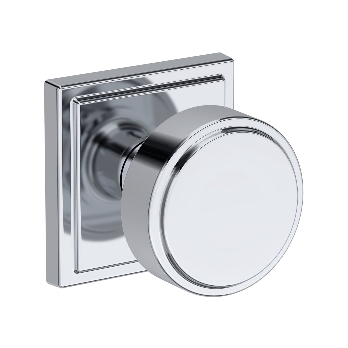 Baldwin Reserve Vashon Knob, Stepped Square Rose, Polished Chrome