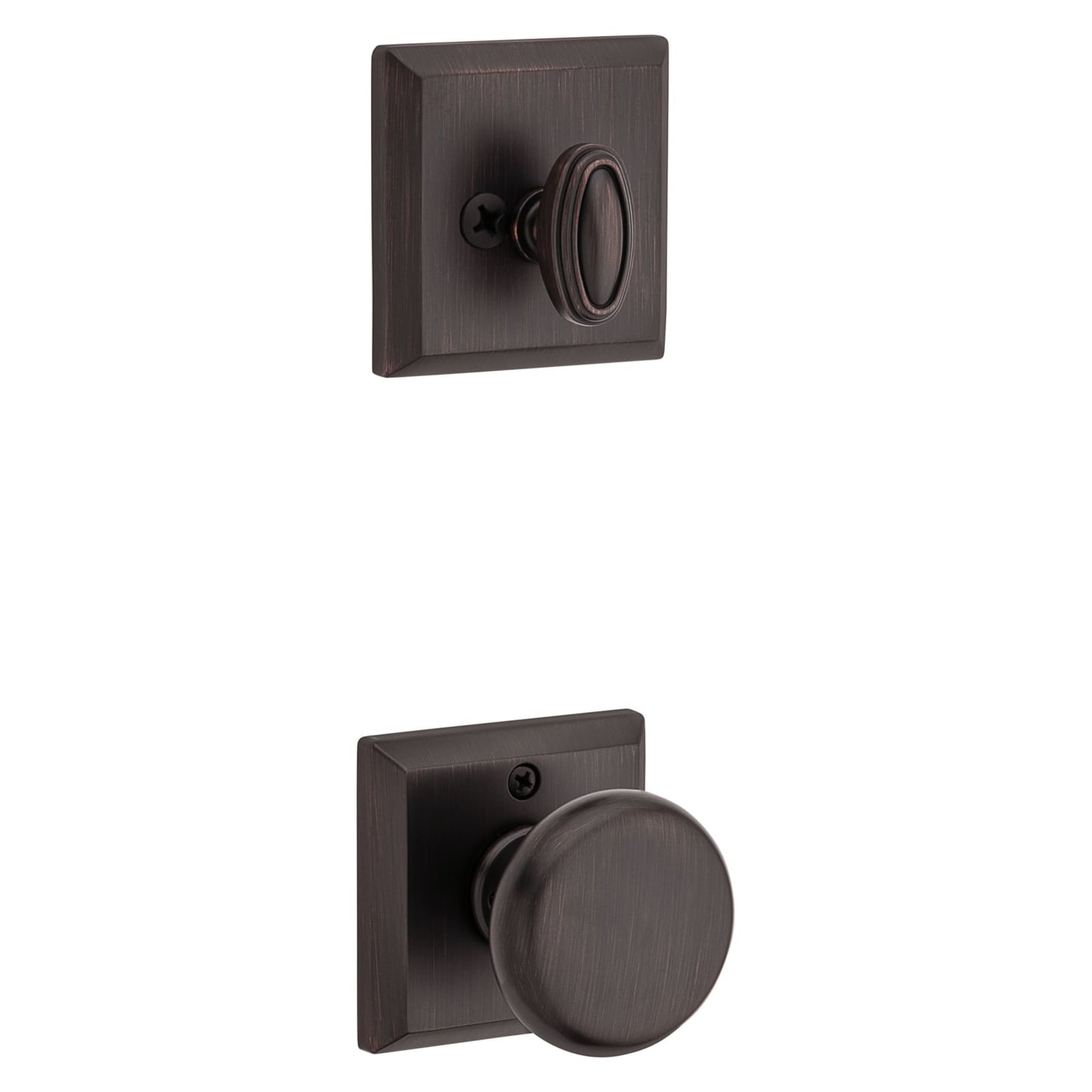 Baldwin Reserve Round Knob, Traditional Square Rose, Venetian Bronze