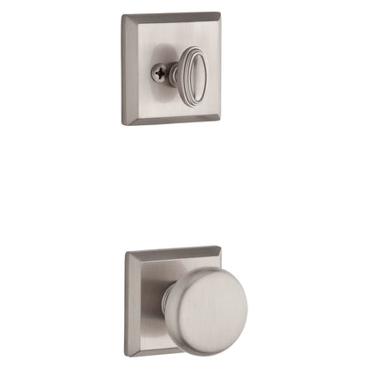 Baldwin Reserve Round Knob, Traditional Square Rose, Satin Nickel