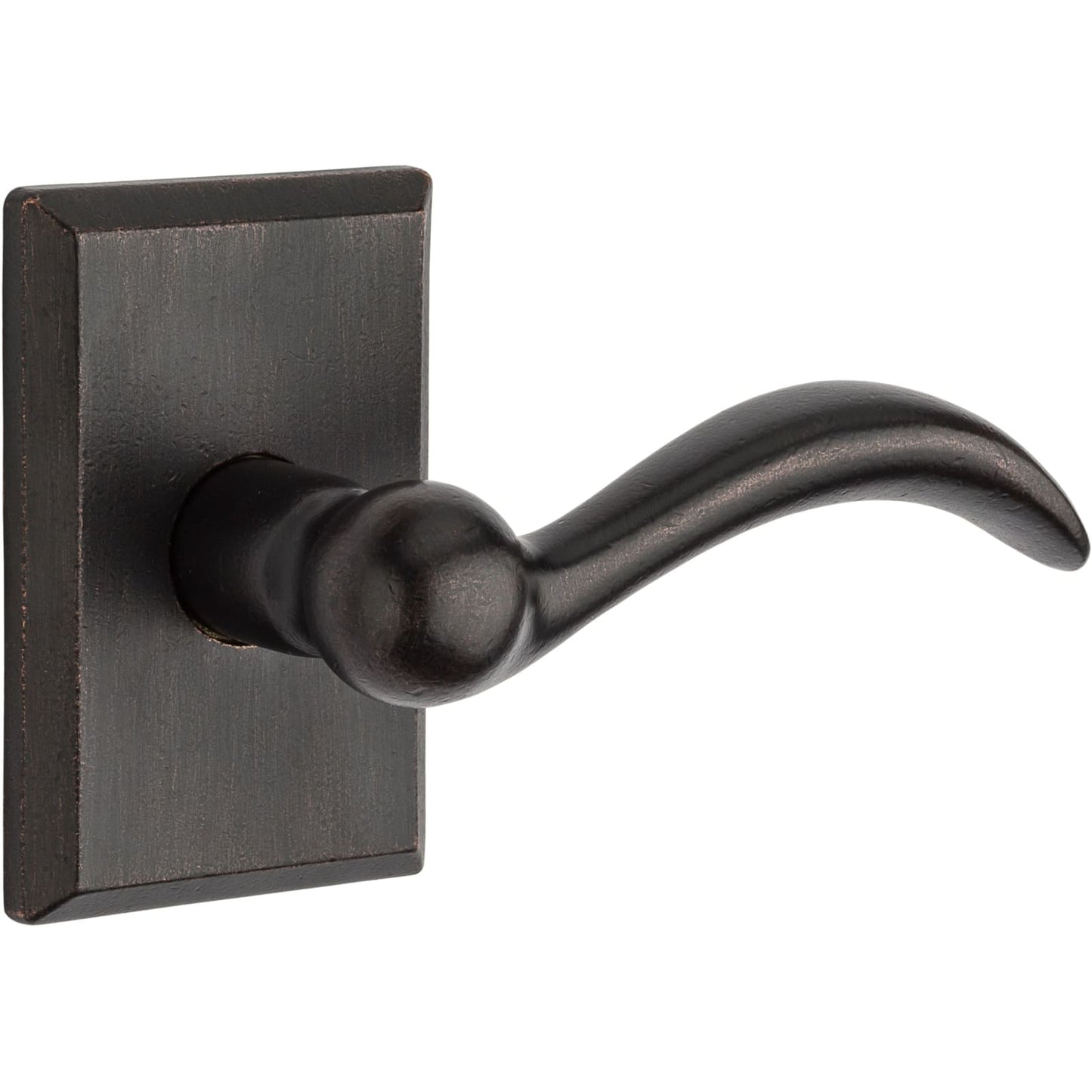 Baldwin Reserve Arch Lever, Rustic Square Rose, Dark Bronze