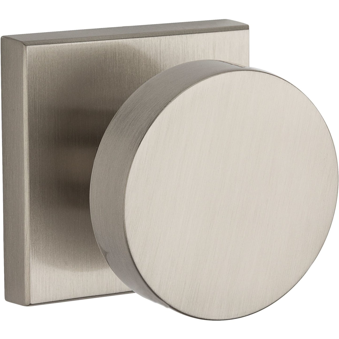 Baldwin Reserve Contemporary Knob, Contemporary Square Rose, Satin Nickel