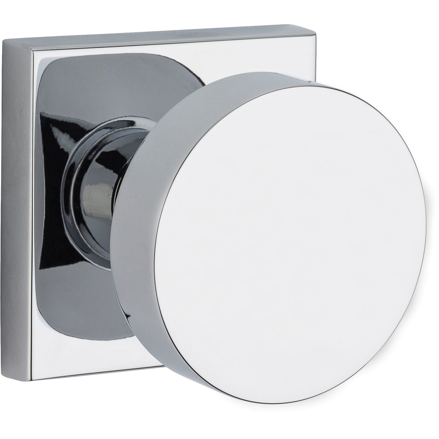 Baldwin Reserve Contemporary Knob, Contemporary Square Rose, Polished Chrome