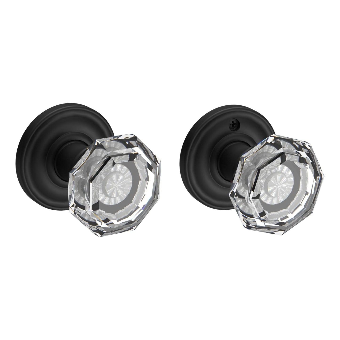 Baldwin Reserve Crystal Knob, Traditional Round Rose, Satin Black