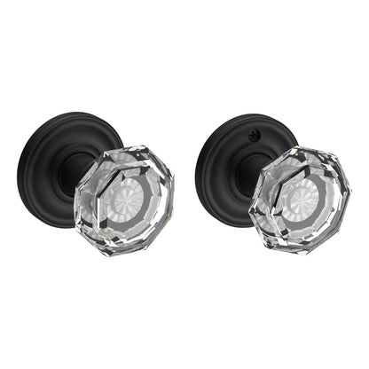 Baldwin Reserve Crystal Knob, Traditional Round Rose, Satin Black