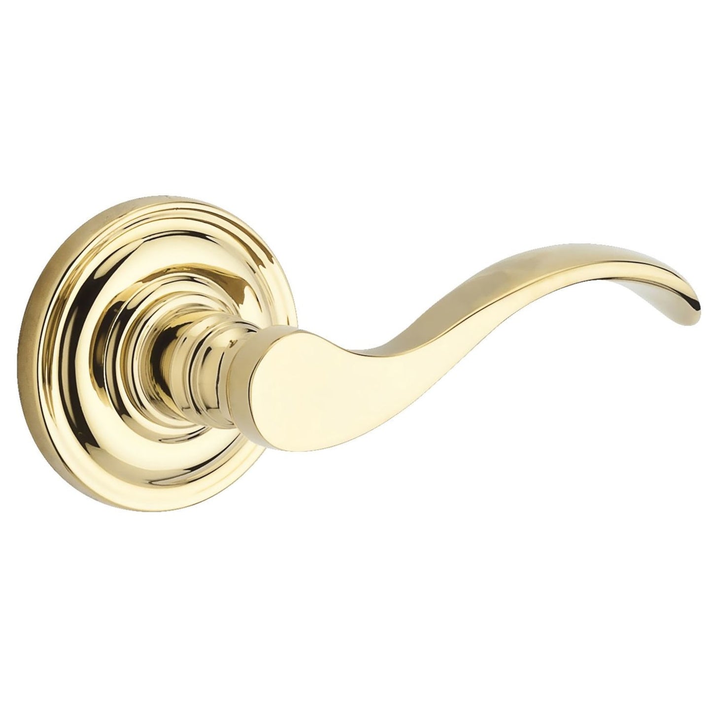 Baldwin Reserve Curve Lever, Contemporary 5" Rose, Lifetime (PVD) Polished Brass