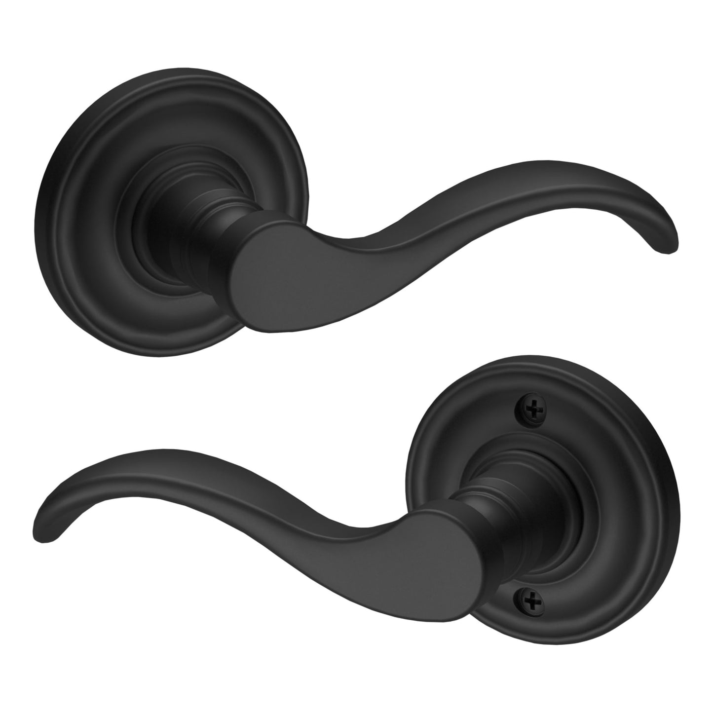 Baldwin Reserve Curve Lever, Contemporary 5" Rose, Satin Black
