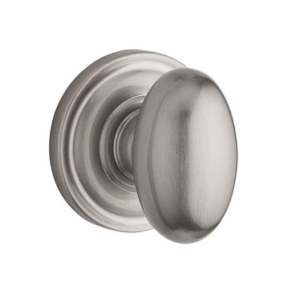 Baldwin Reserve Ellipse Knob, Traditional Round Rose, Satin Nickel