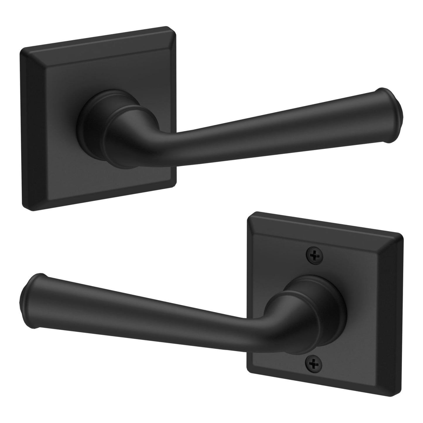 Baldwin Reserve Federal Lever, Traditional Square Rose, Satin Black