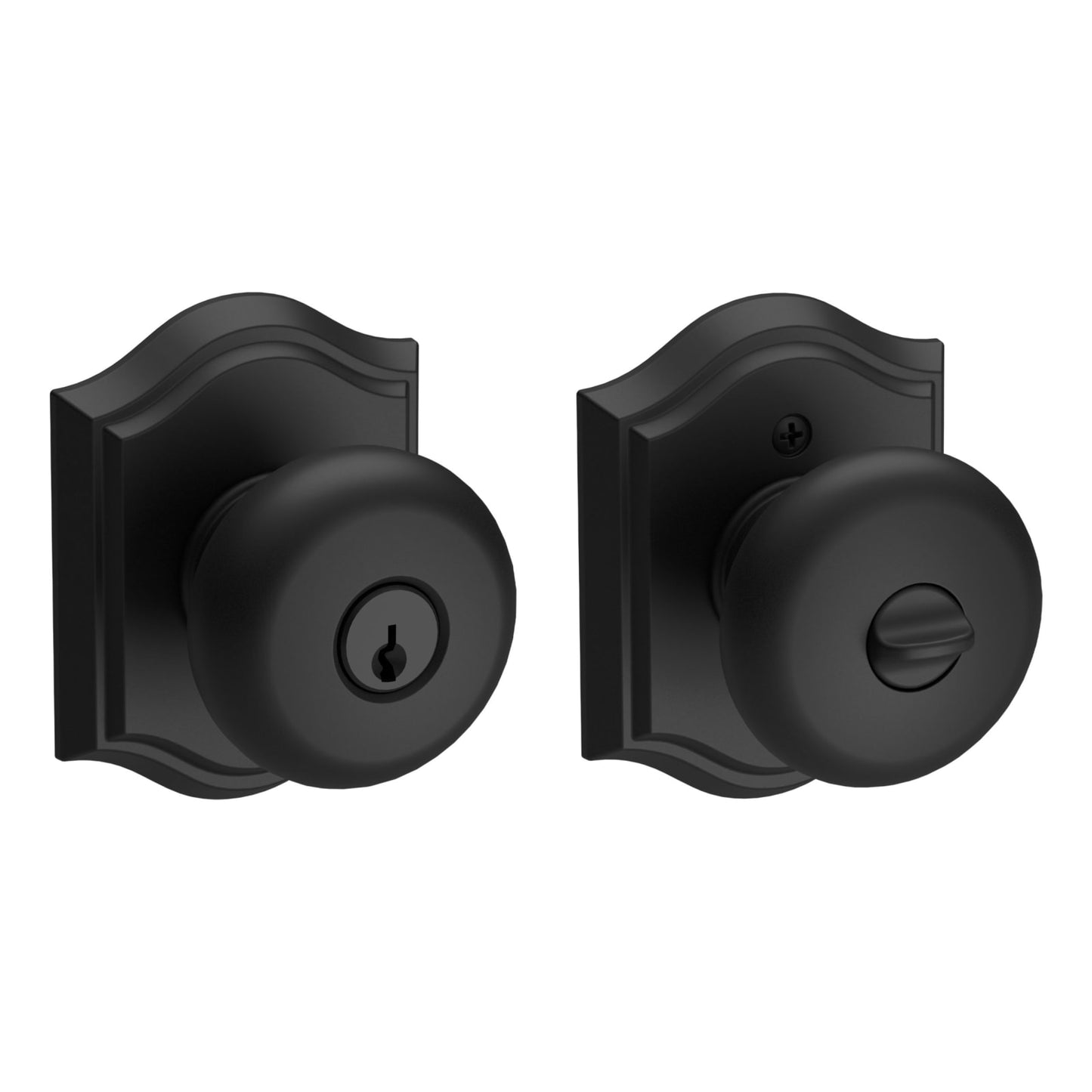 Baldwin Reserve Round Knob, Traditional Arch Rose, Satin Black