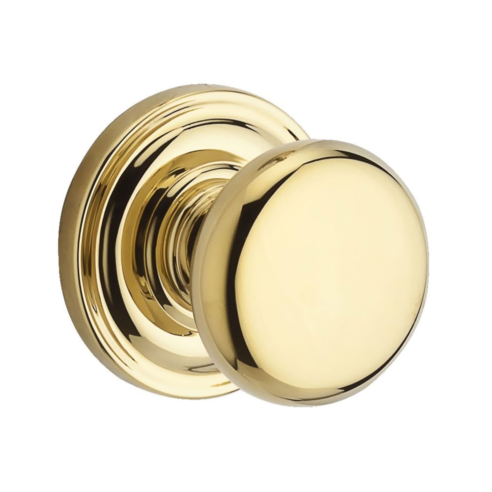 Baldwin Reserve Round Knob, Traditional Round Rose, Lifetime (PVD) Polished Brass
