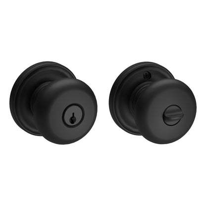 Baldwin Reserve Round Knob, Traditional Round Rose, Satin Black