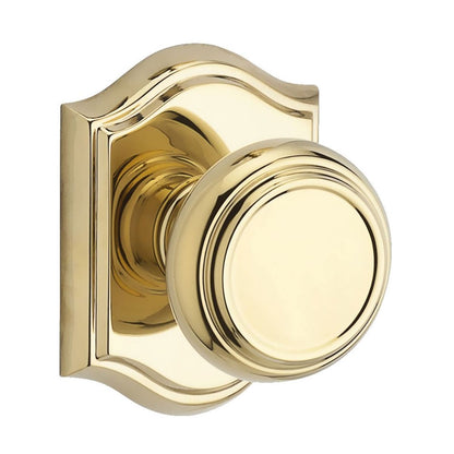 Baldwin Reserve Traditional Knob, Traditional Arch Rose, Lifetime (PVD) Polished Brass