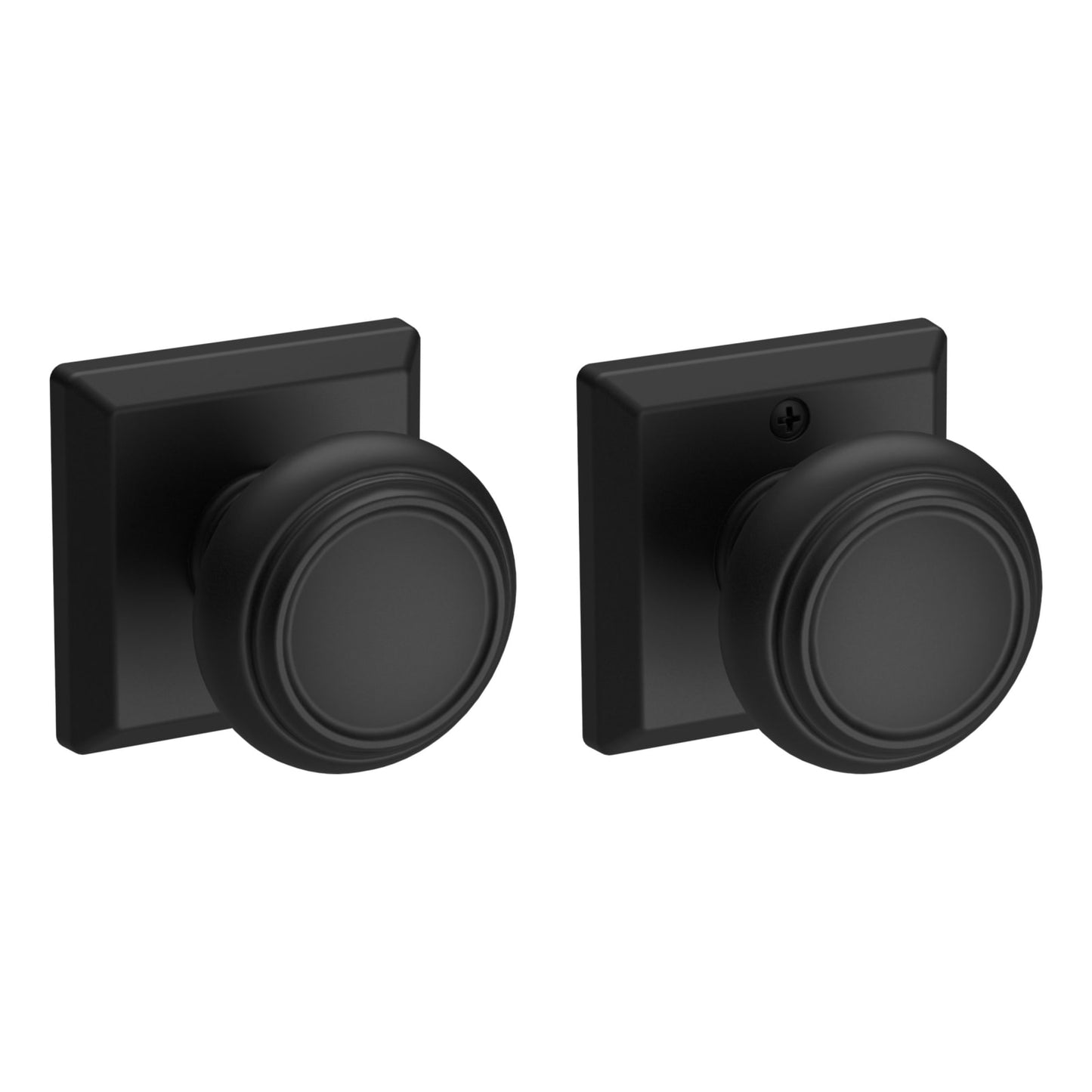 Baldwin Reserve Traditional Knob, Traditional Square Rose, Satin Black