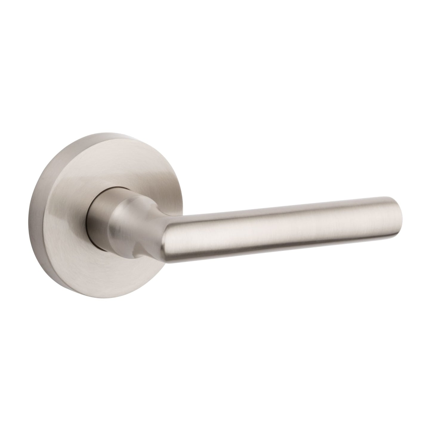 Baldwin Reserve Tube Lever, Contemporary 5" Rose, Satin Nickel