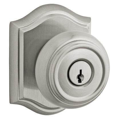 Baldwin Reserve Traditional Knob, Traditional Arch Rose, Satin Nickel