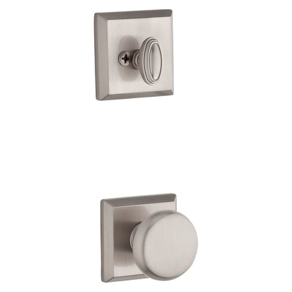 Baldwin Reserve Traditional Knob, Traditional Square Rose, Satin Nickel