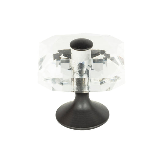 Atlas Crystal 1 1/2" Length Square Knob (3209) - Matte Black