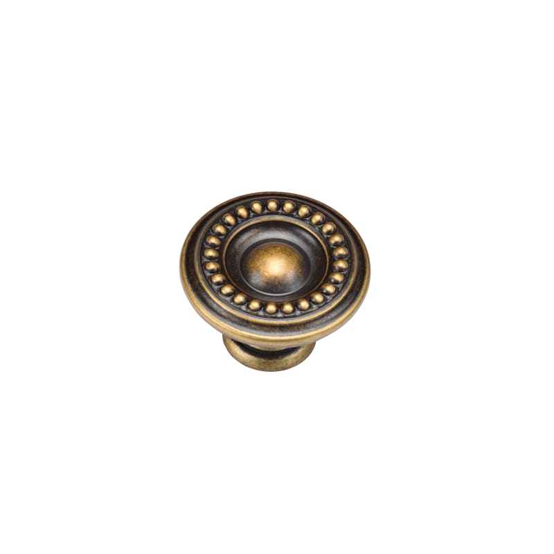 Ashley Norton Beaded Round Cabinet Knob - Distressed Brass