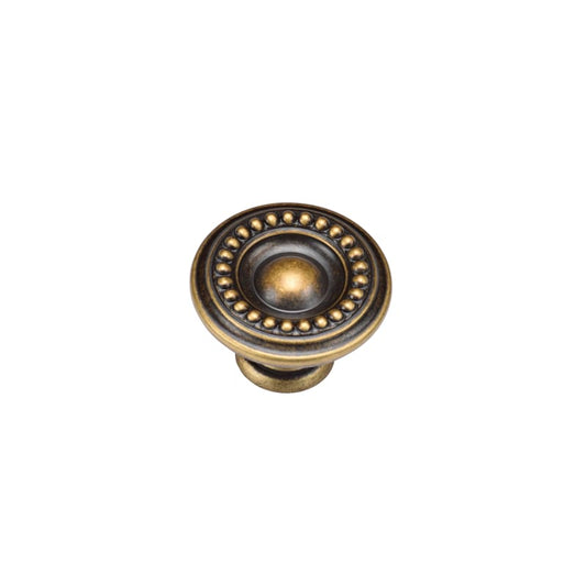Ashley Norton Beaded Round Cabinet Knob - Distressed Brass