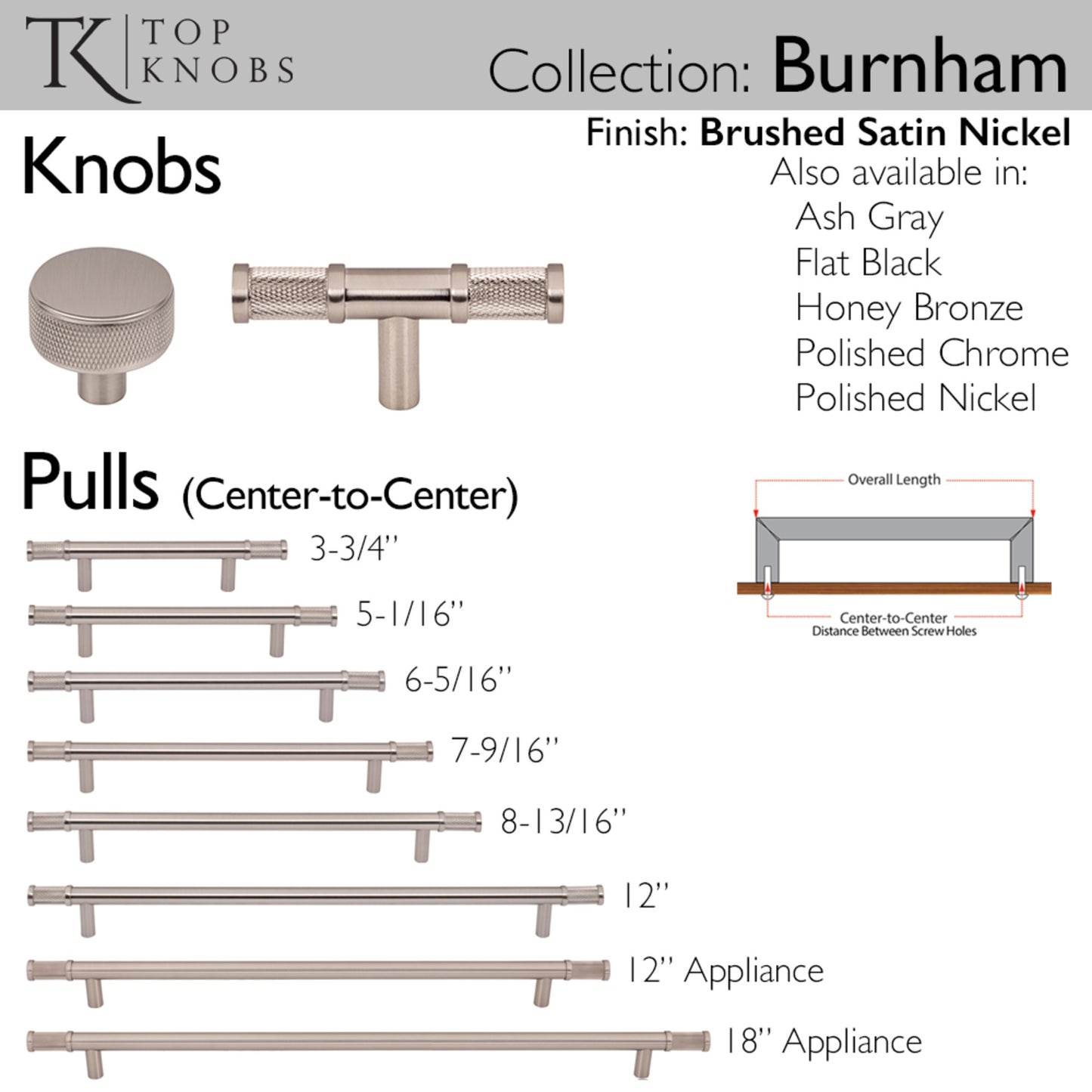 Top Knobs Burnham Length Bar Knob