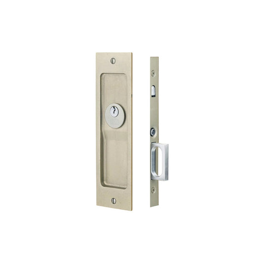 Sandcast Bronze Rustic Modern Rectangular Pocket Door Mortise Lock