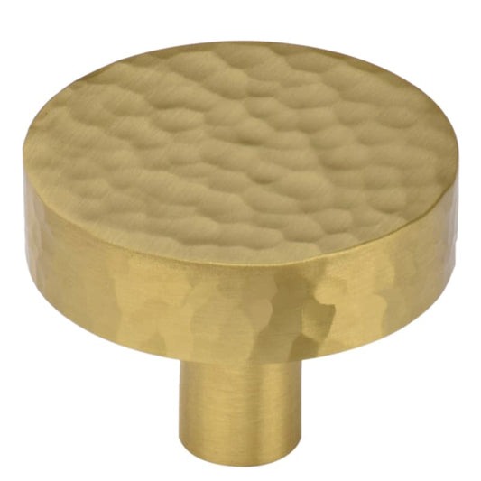 Ashley Norton Hammered Disc Cabinet Knob - 1 1/2" Dia. - Satin Brass