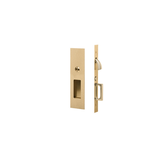Knurled Narrow Modern Rectangular Pocket Door Mortise Lock