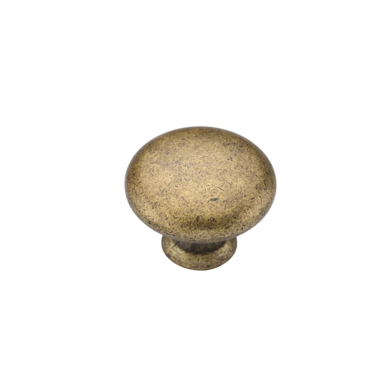Ashley Norton Classic European Round Cabinet Knob - 1 3/8" Dia. - Distressed Brass