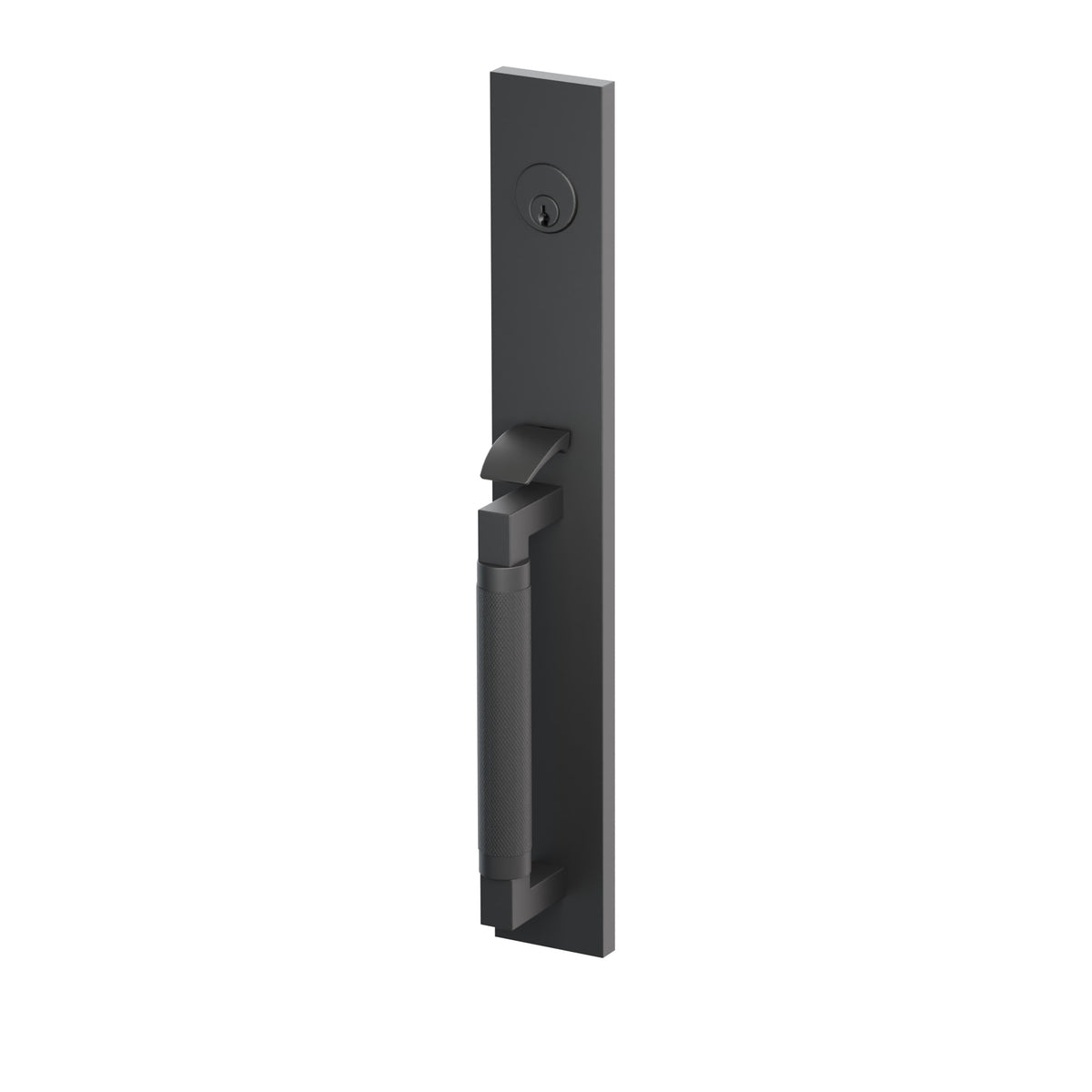 Emtek SELECT L-Square Knurled Full Length Mortise Entrance Handleset – Flat Black