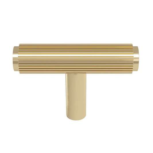 Ashley Norton Straight Knurled T-Bar Knob - Unlacquered Brass