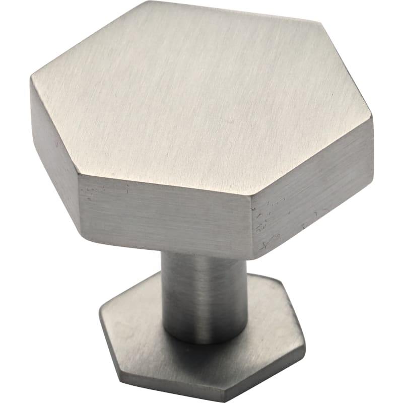 Ashley Norton Modern Hex Cabinet Knob with Rosette - 1 1/4" Dia. - Satin Nickel