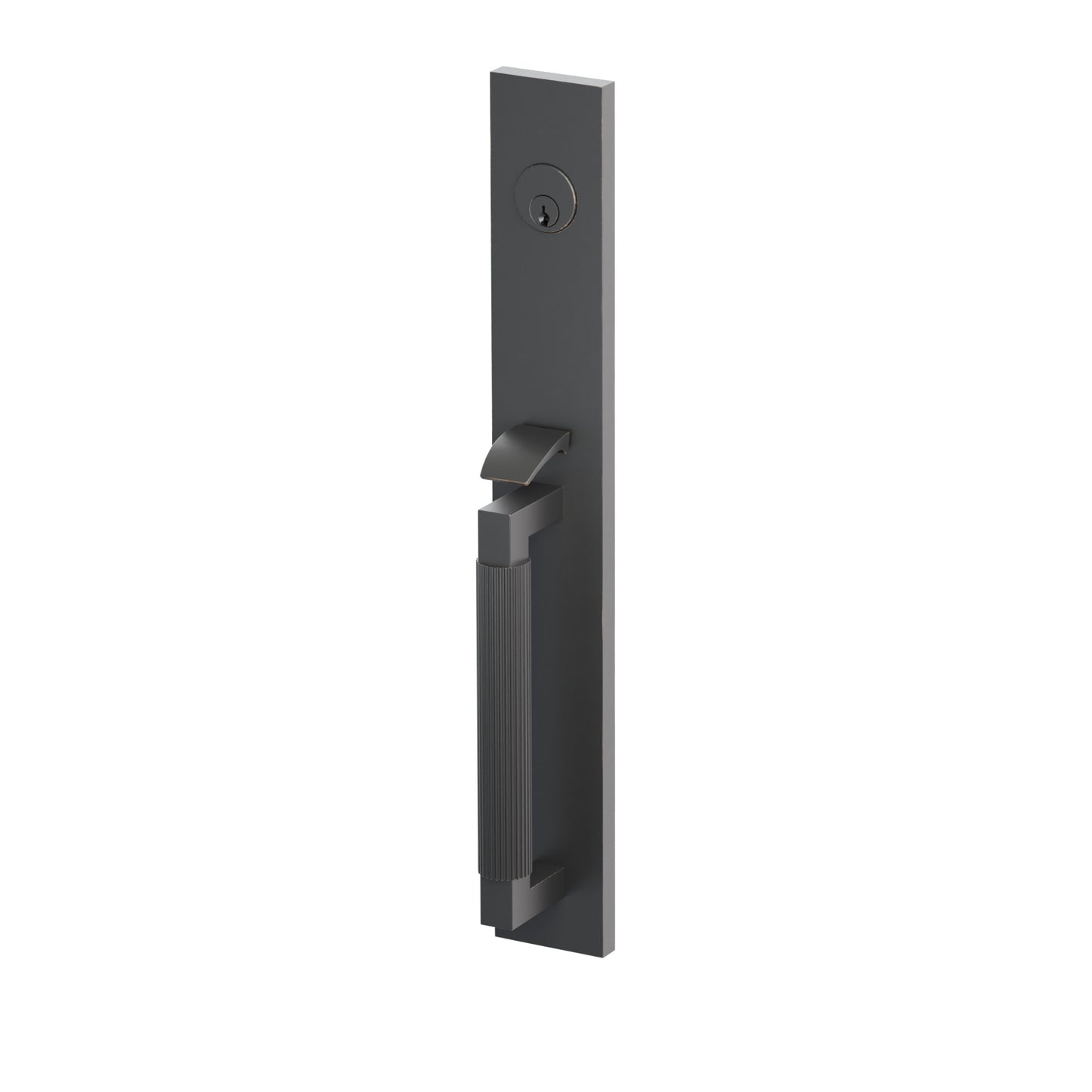 Emtek SELECT L-Square Straight Knurled Full Length Entrance Handleset – Oil Rubbed Bronze