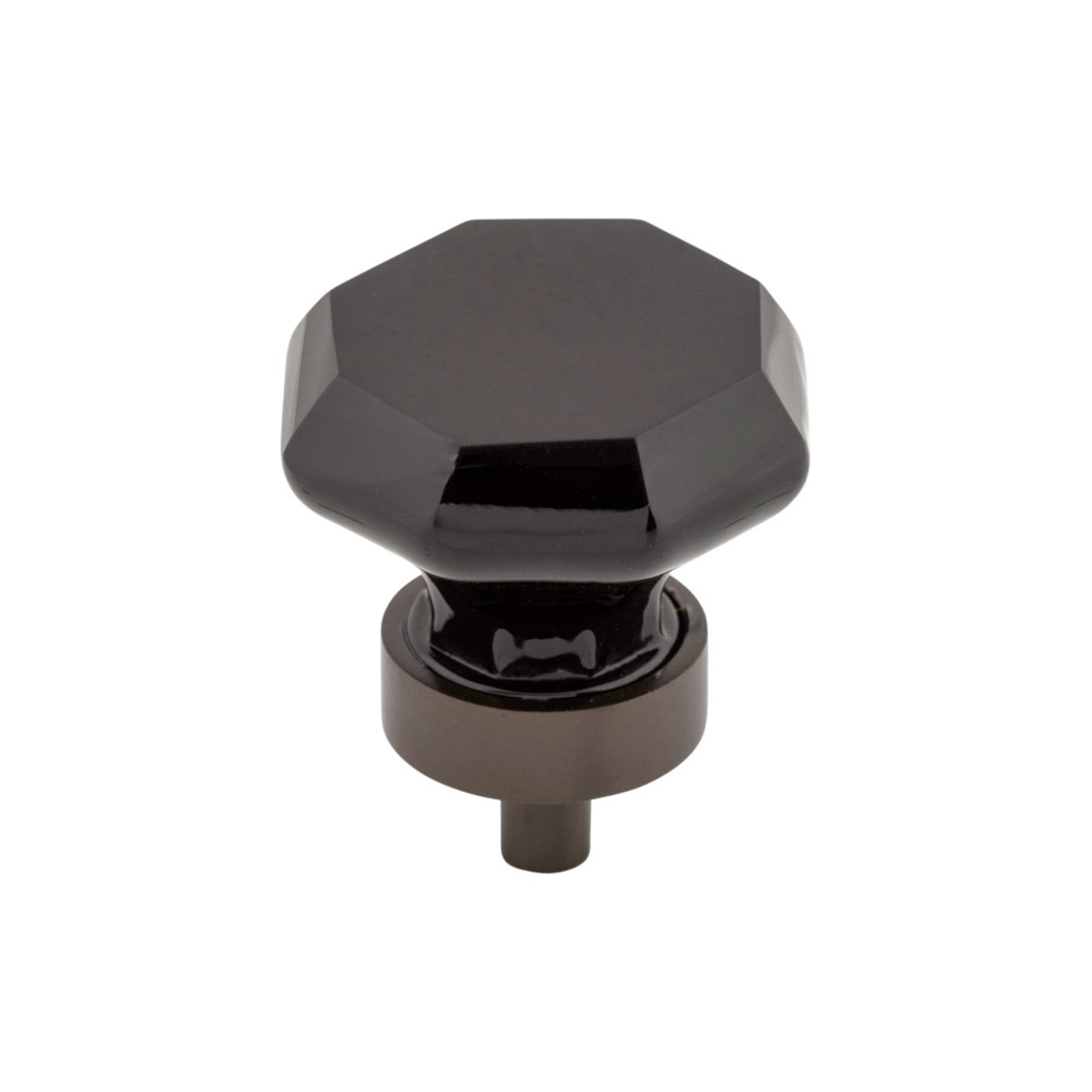 Black Octagon Crystal 1 3/8" Diameter Round Knob