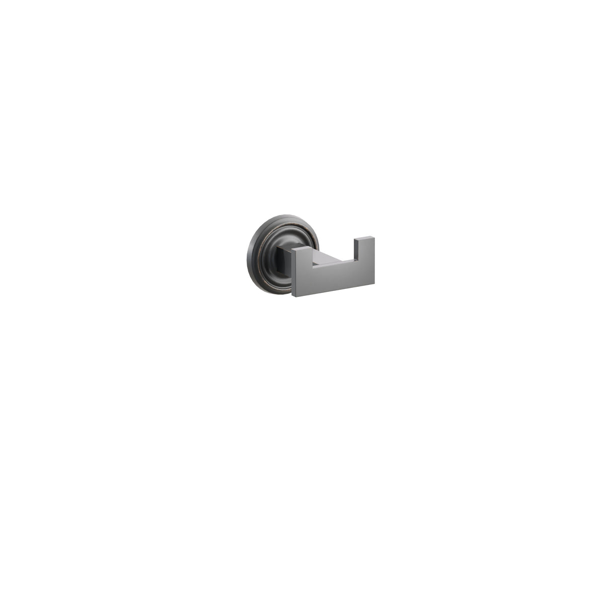 Emtek Modern Rectangular Brass Hook with Rosette shown in US10B