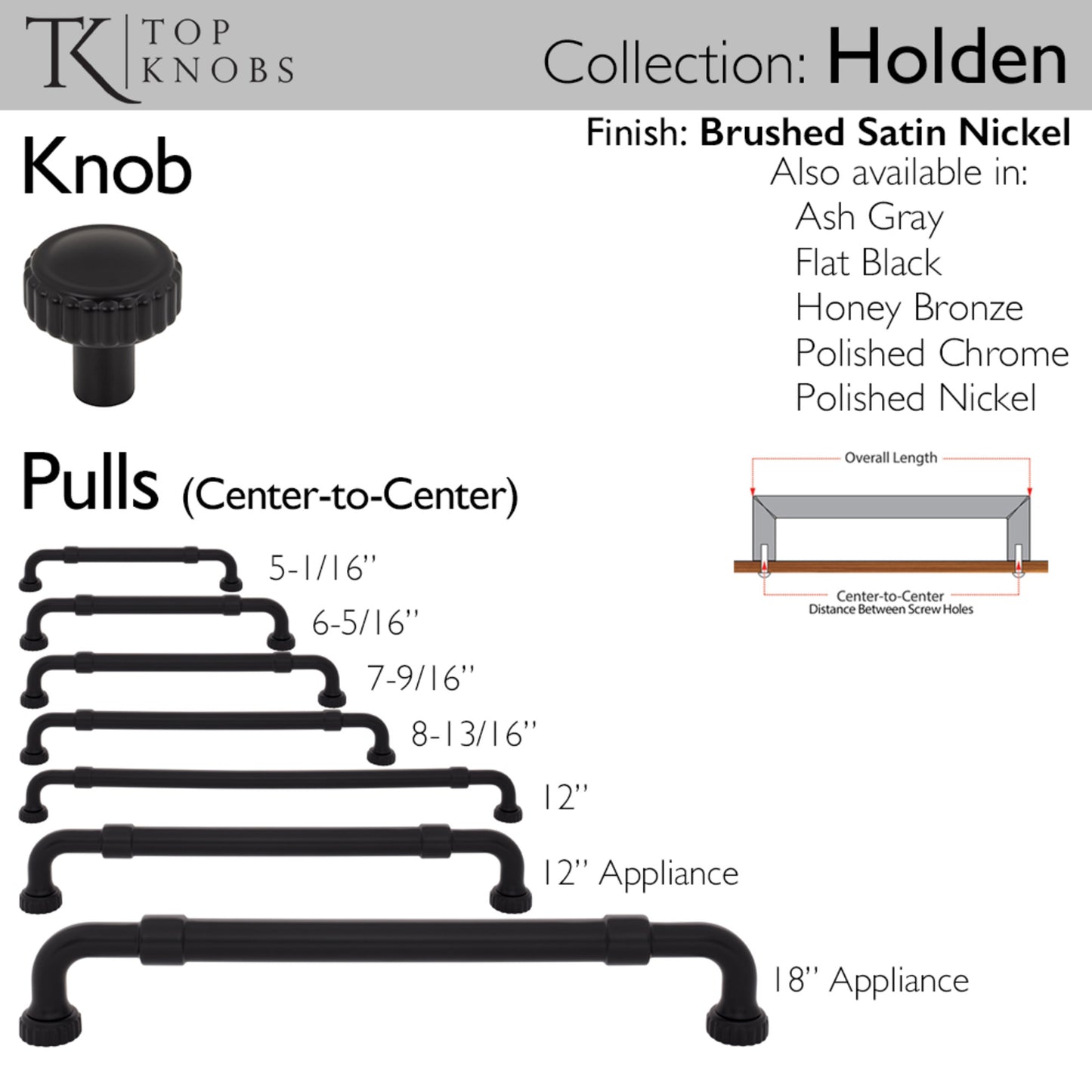Top Knobs Holden Length Mushroom Knob