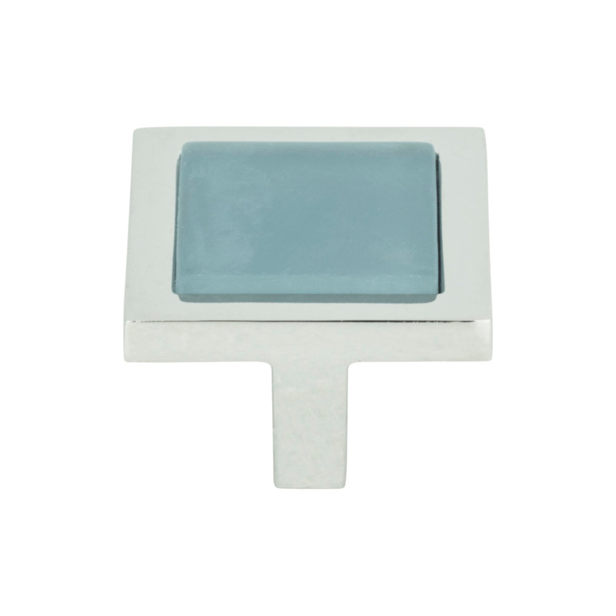 Atlas Spa Square Knob - Blue - Brushed Nickel