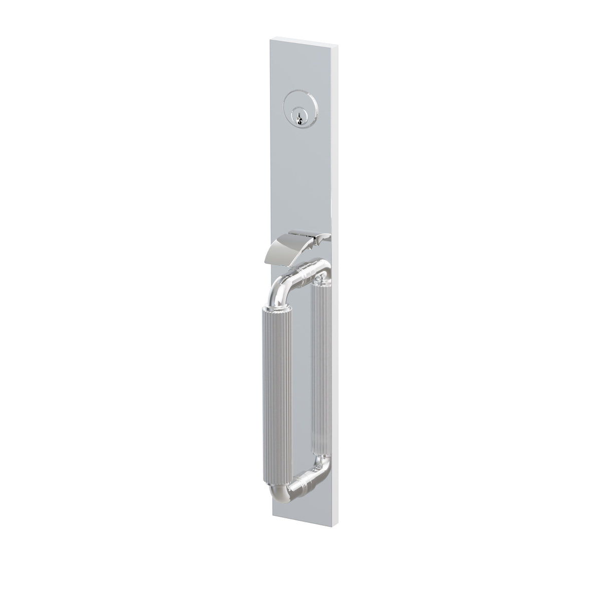 Emtek SELECT R-Bar Straight Knurled Full Length Mortise Entrance Handleset – Polished Chrome